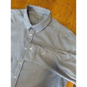 Ash & Erie Button Shirt Mens X Large Blue Gray Plaid Long Sleeve Casual Perform